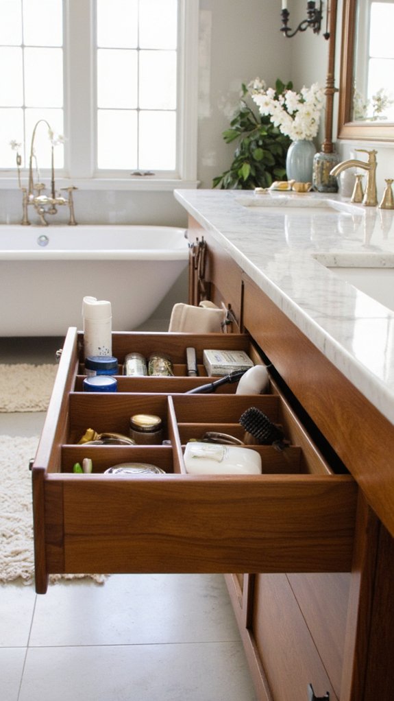organized bathroom with dividers