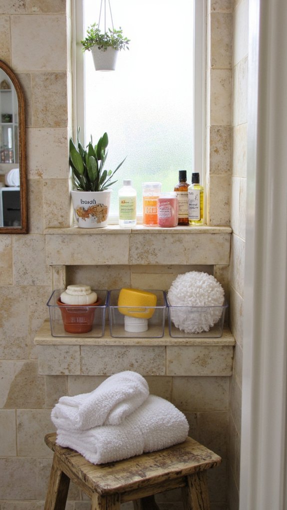 organized shower essentials storage