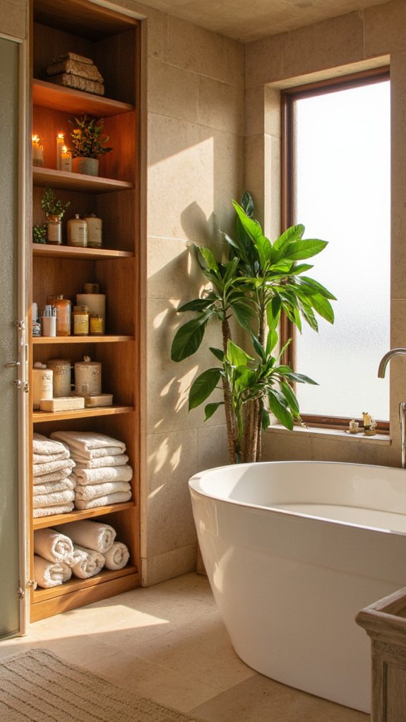 organized spa essentials storage