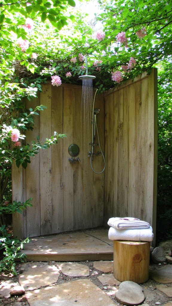 outdoor shower tranquil retreat