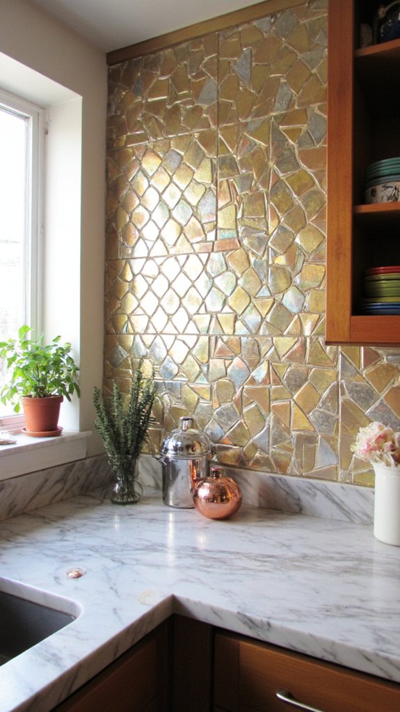 playful geometric metallic tiles