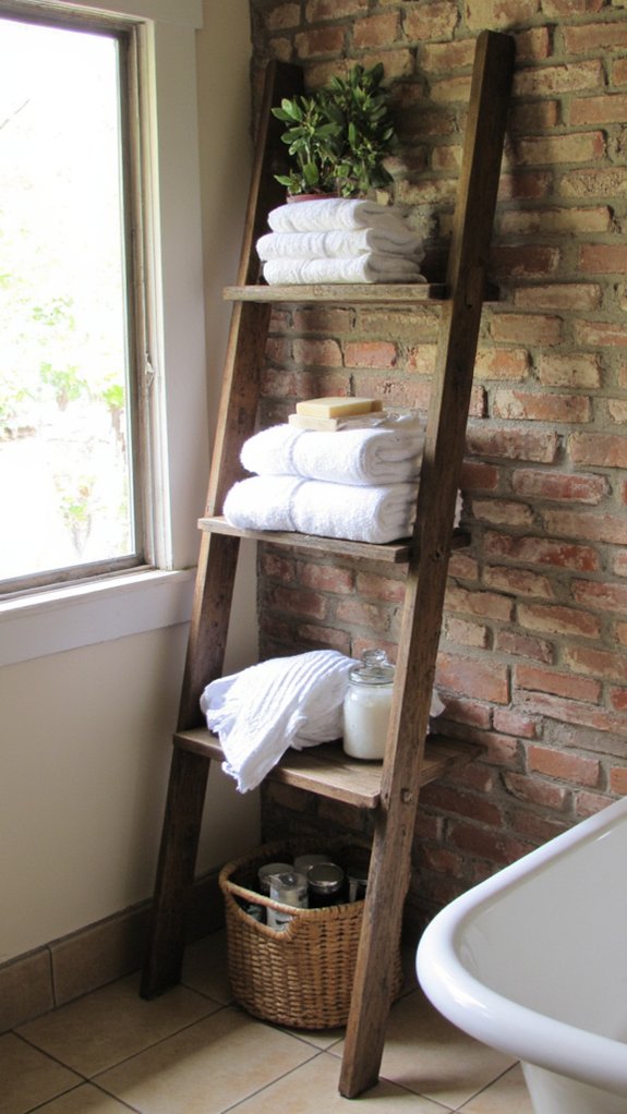 rustic ladder shelves storage