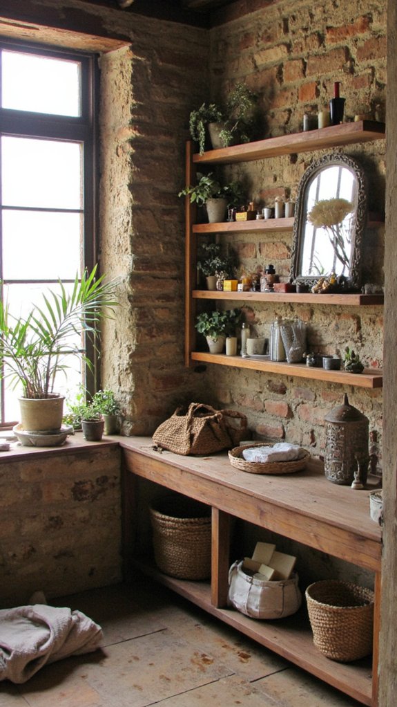 rustic wooden shelving solution