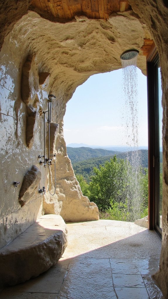 sculptural showers panoramic views