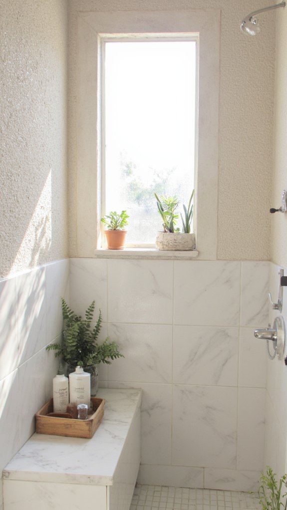 serene natural stone shower