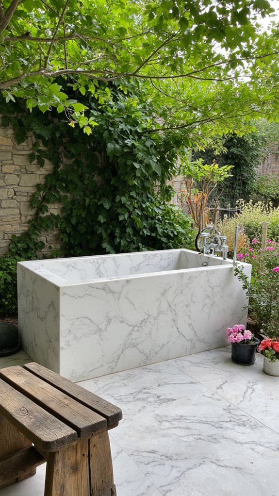 serene outdoor marble bathroom