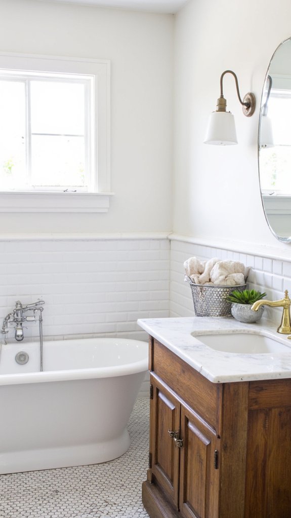 serene whites with metallic accents