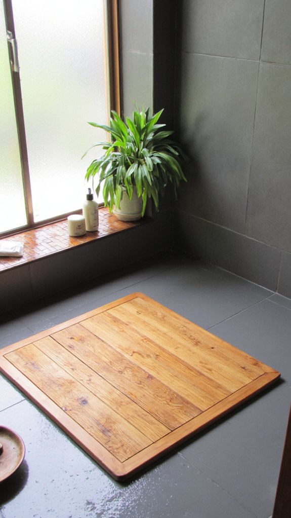 serene wooden shower escape