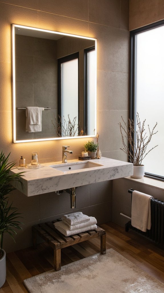 sleek frameless backlit mirrors