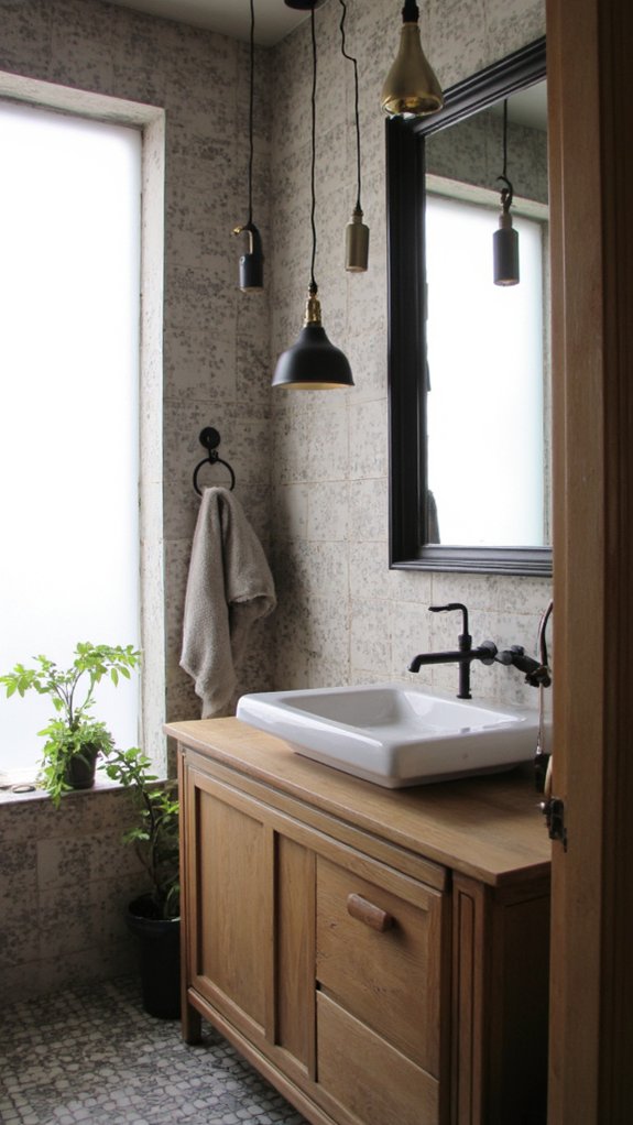 sleek metallic bathroom lighting