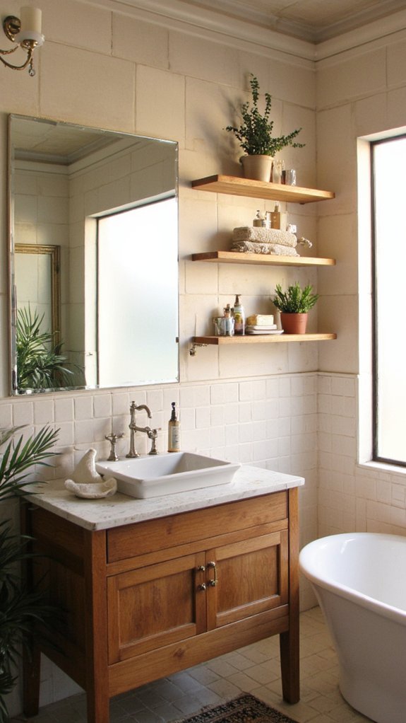 sleek modern floating shelves