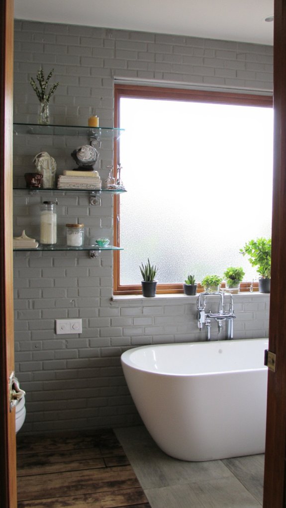 sleek modern glass shelves