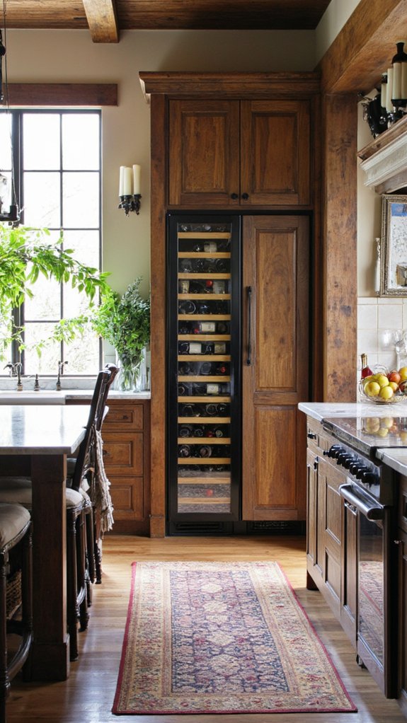 sophisticated kitchen wine storage