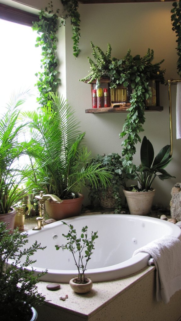 spa inspired bathroom greenery