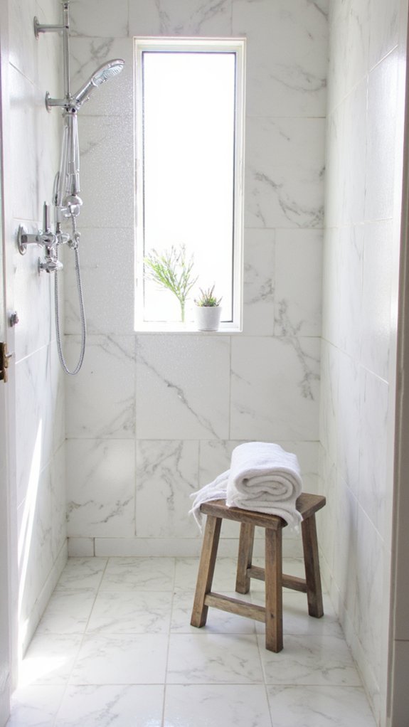 spa inspired marble shower oasis