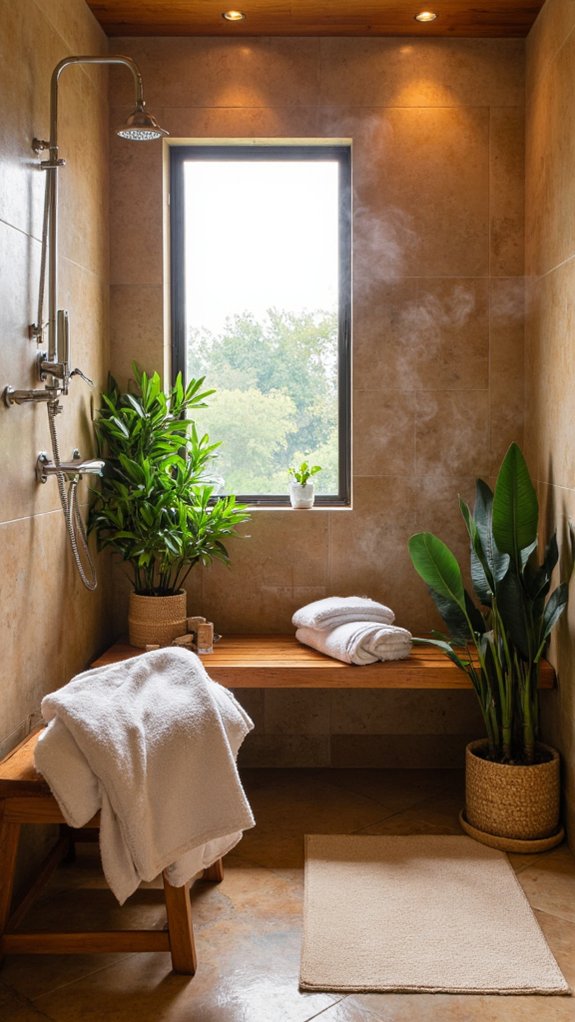 steam shower with seating