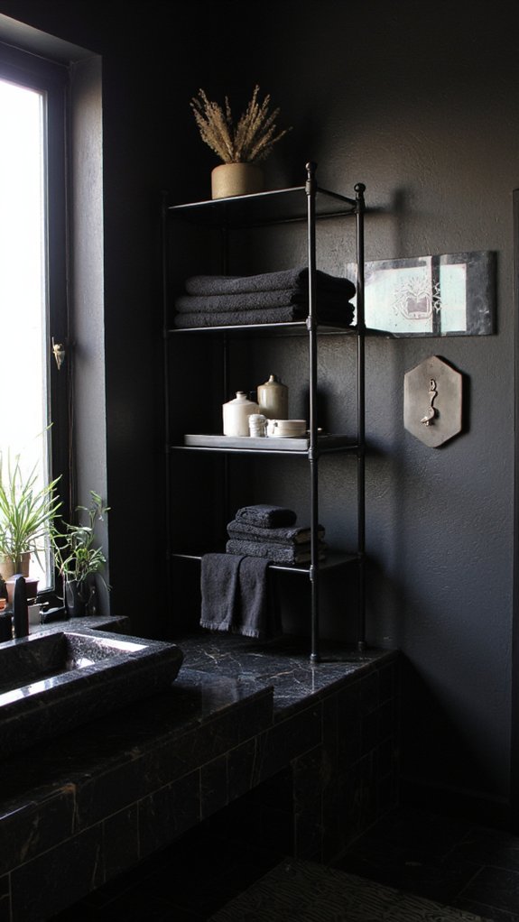 stylish black glass shelving