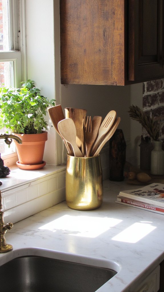 stylish gold utensil holders