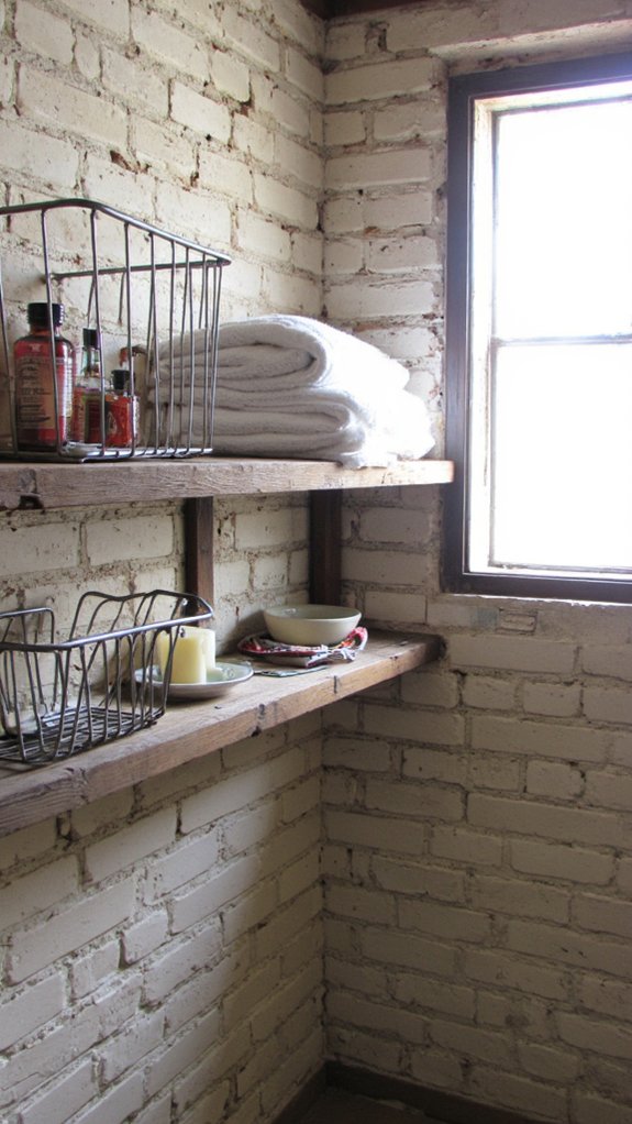 stylish industrial bathroom organization
