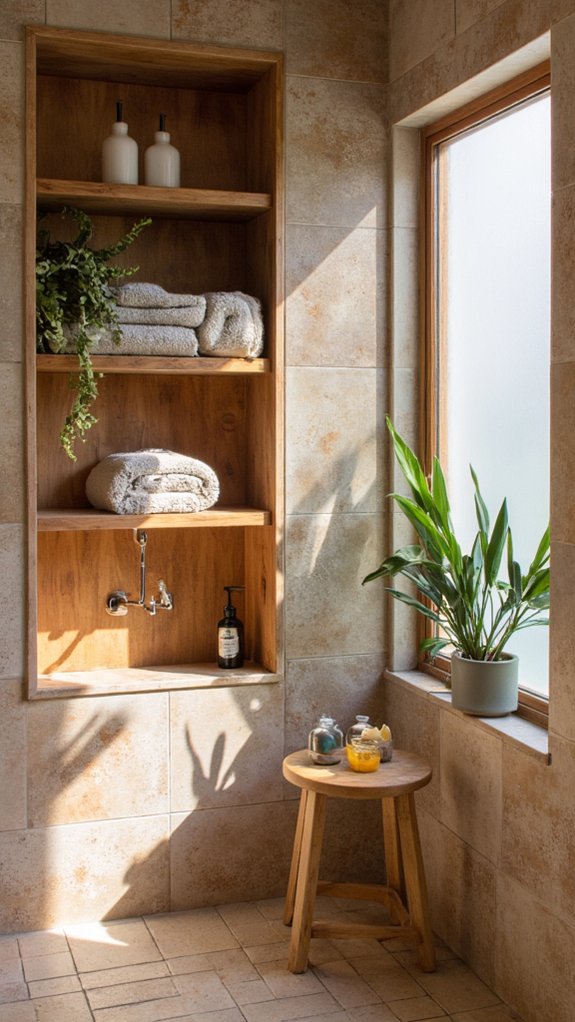 stylish organized shower storage