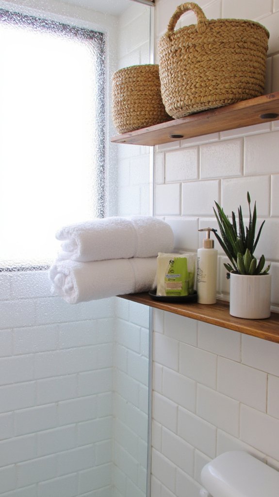 stylish organized shower storage