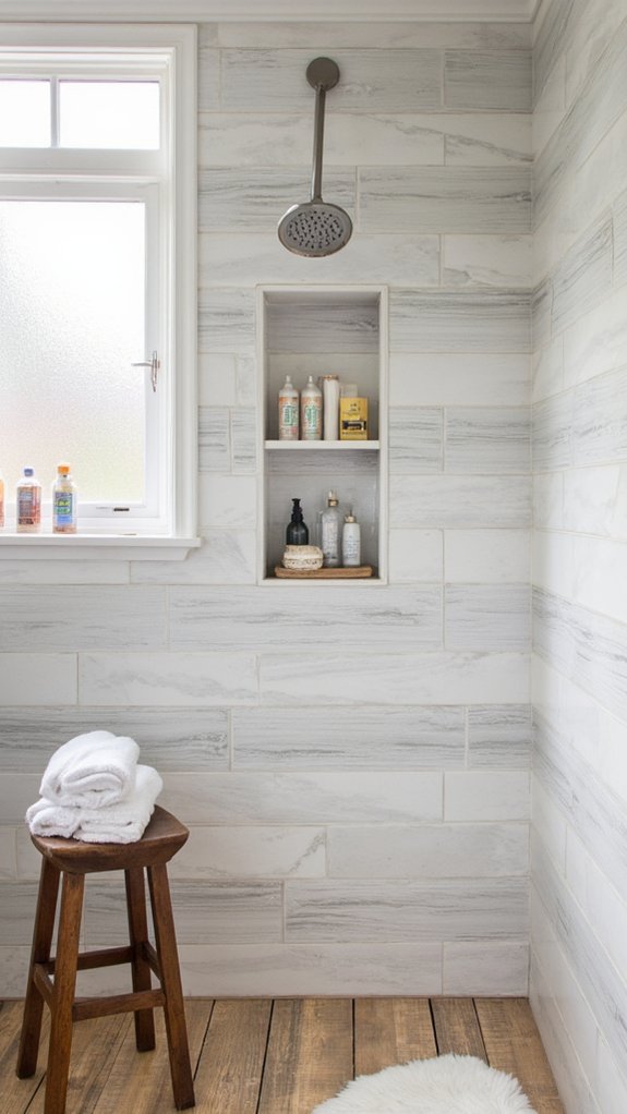 stylish organized shower storage