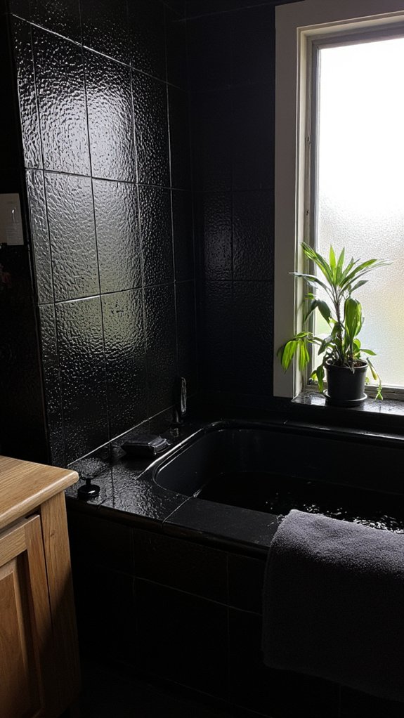 textured black tile elegance