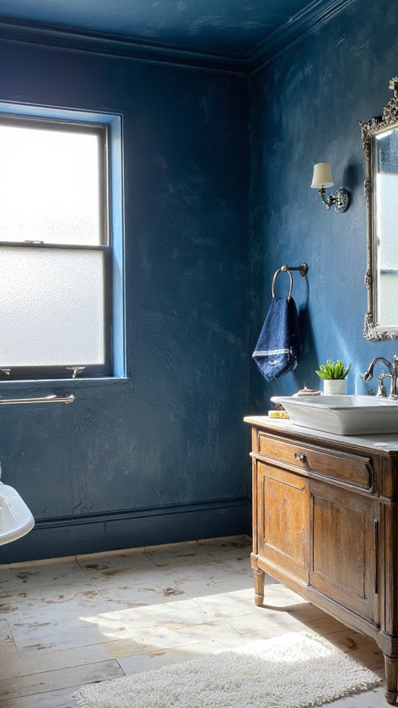 textured blue wall treatments
