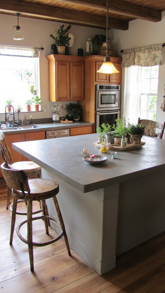 textured concrete kitchen island