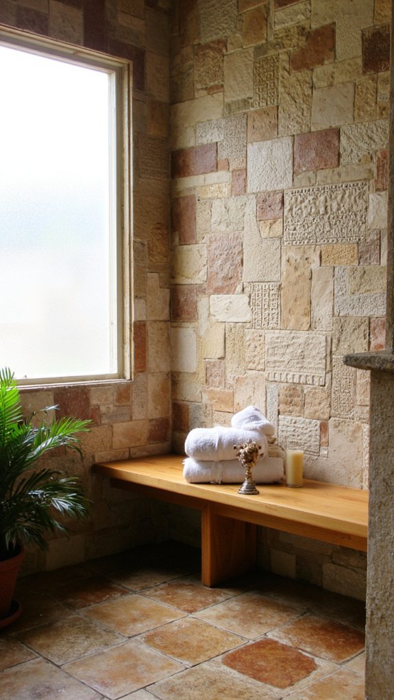 textured tiles enhance bathrooms