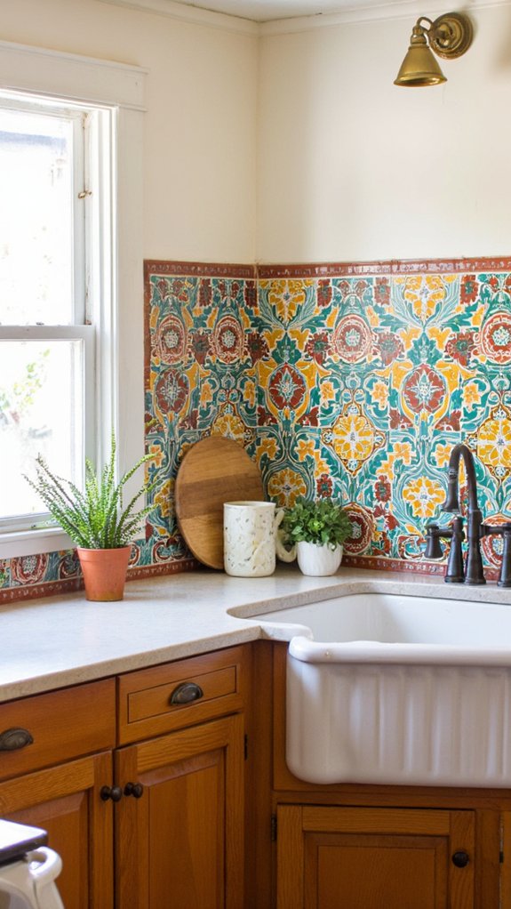 vibrant artistic kitchen tiles