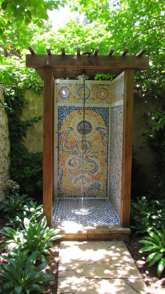 vibrant artistic mosaic shower