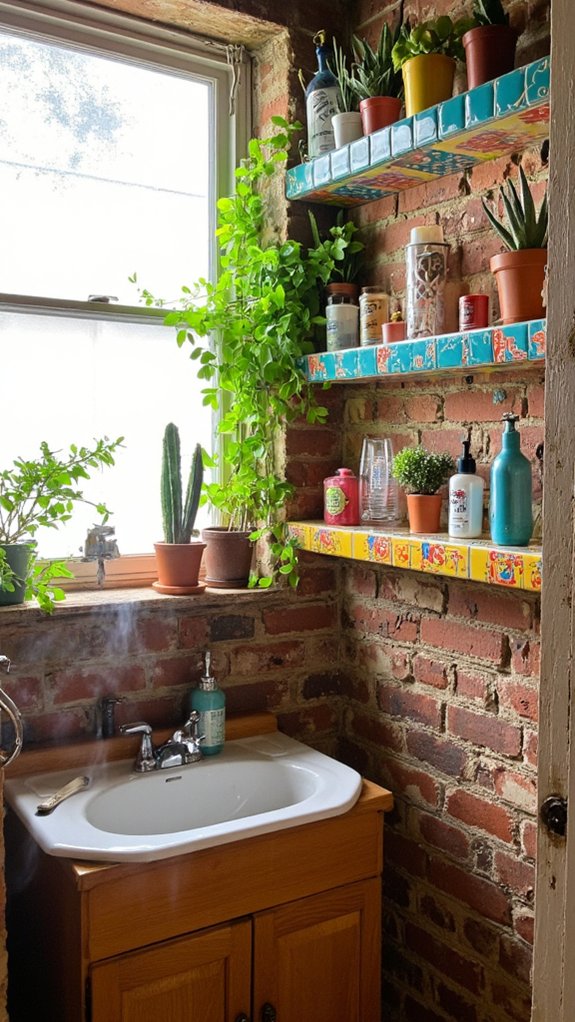 vibrant ceramic shower shelves