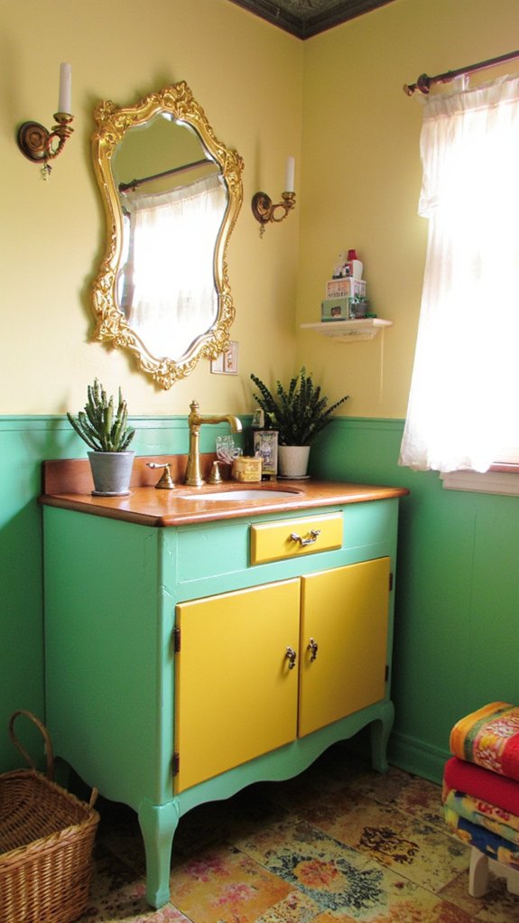 vibrant colorful retro vanities