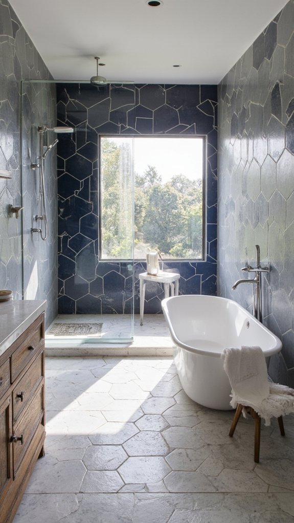 vibrant geometric bathroom designs