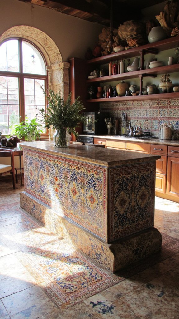 vibrant patterned tile feature