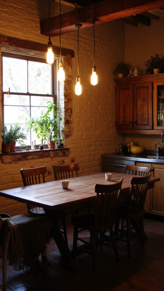 warm vintage kitchen lighting