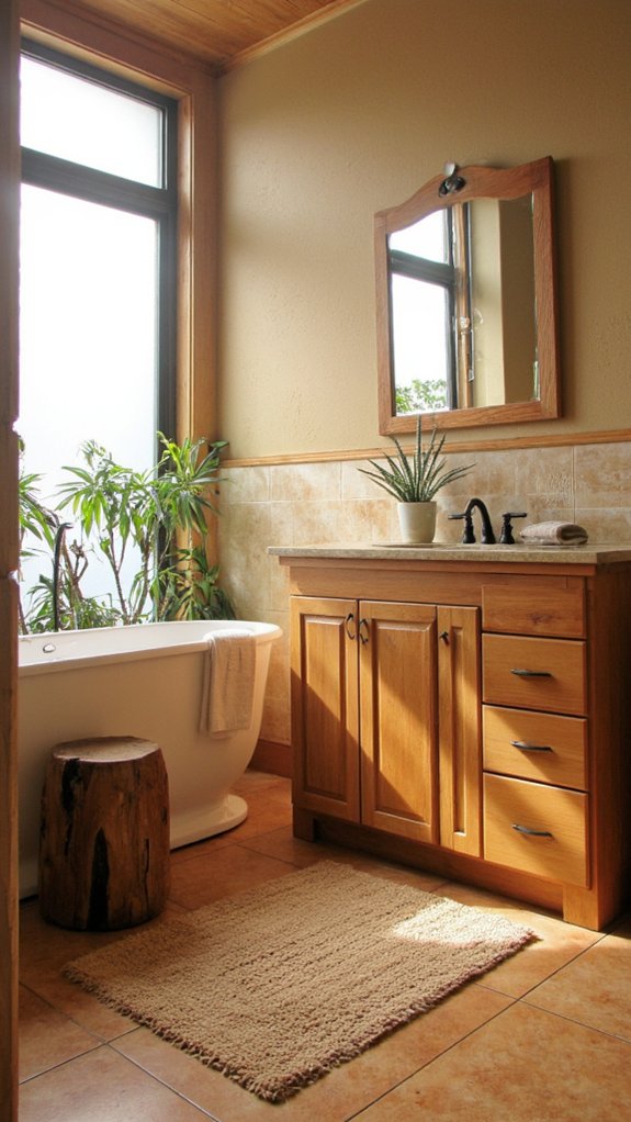 warm wood bathroom aesthetics