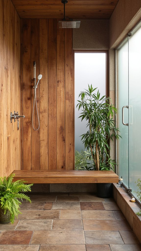 warm wood shower accents
