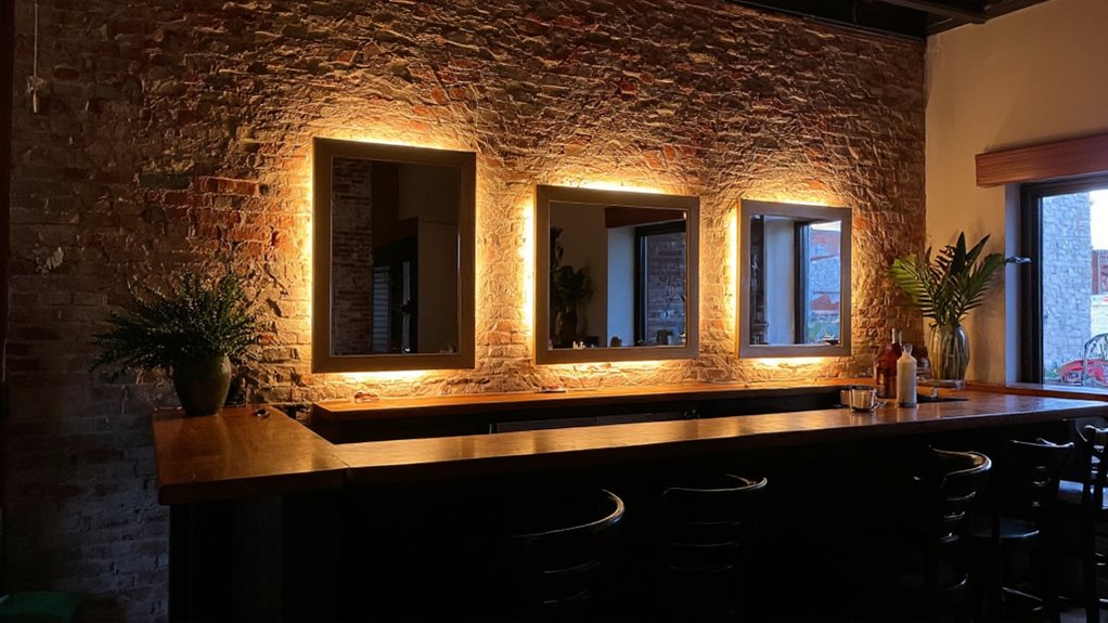 backlit mirrors create ambience