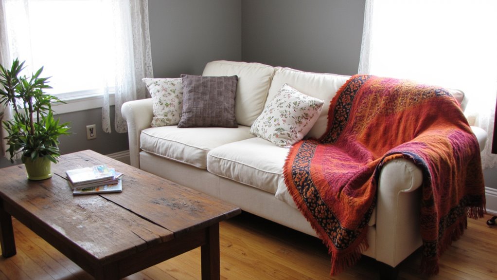 bold blanket enhances sofas