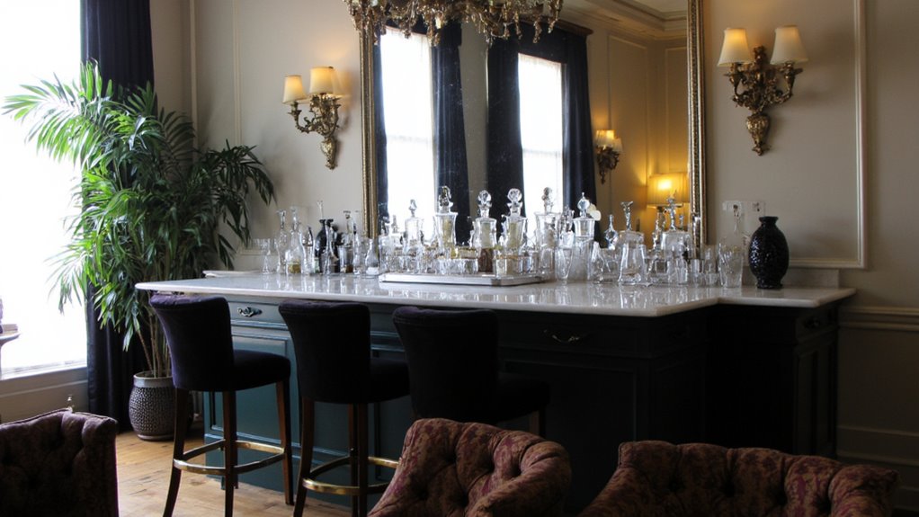 chic mirrored bar backdrop