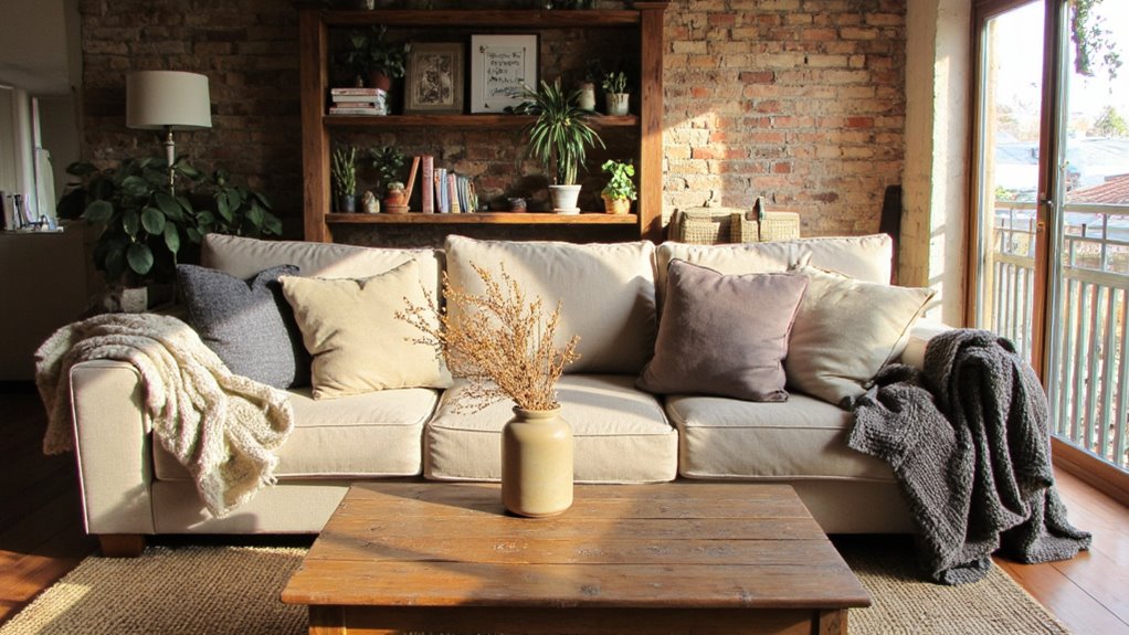 cozy beige rustic sofas
