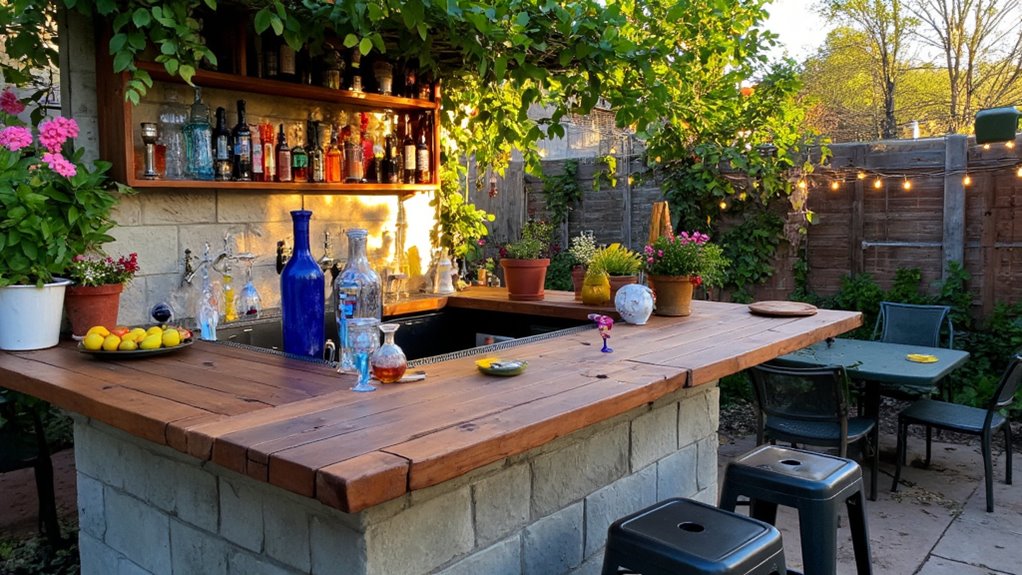 cozy outdoor bar setup
