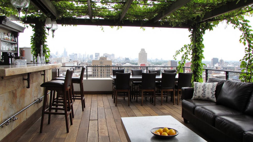 cozy rooftop bar ambiance