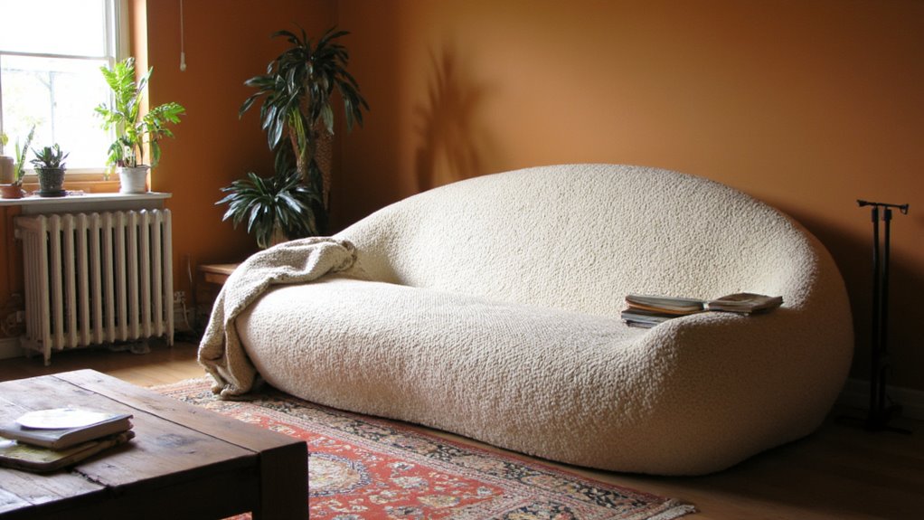 cozy round boucle sofas