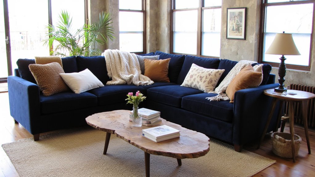 cozy sectional with pillows