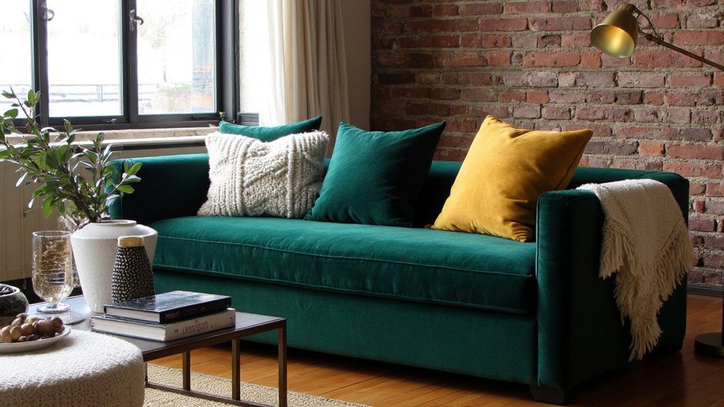cozy velvet sofa styling