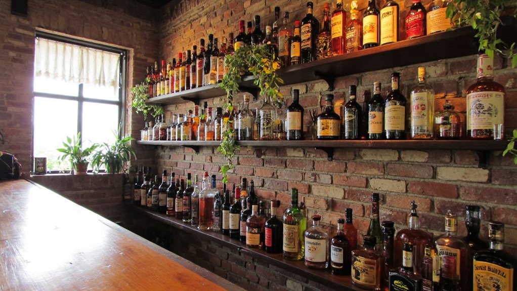 curated spirits wall display