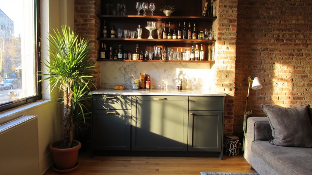 efficient wet bar organization